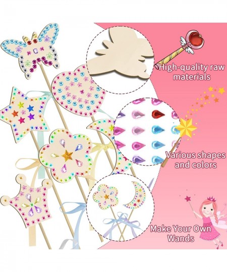 Princess Fairy Wand Kit Include Wooden Fairy Wands Gem Stickers Ribbons Unfinished Wooden Fairy Wand Kit Crafts Moon Butterfl...