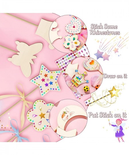 Princess Fairy Wand Kit Include Wooden Fairy Wands Gem Stickers Ribbons Unfinished Wooden Fairy Wand Kit Crafts Moon Butterfl...