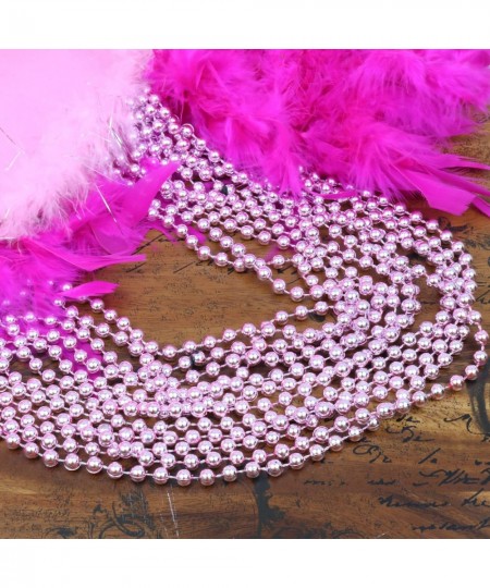 12 pack of 33" Mardi Gras Beads Necklace Metallic Baby Pink Beaded Necklace Mardi Gras Throws St Patricks's Day Beads Party B...