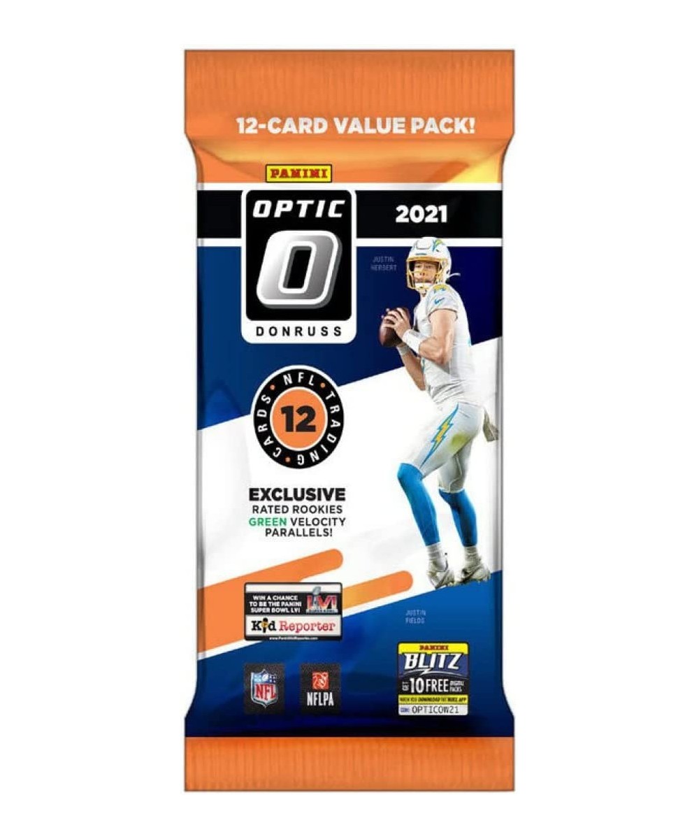 2021 NFL Donruss Optic Football Cello Fat Value Pack - 12 Trading Cards $34.67 - Trading Cards & Accessories