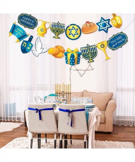 Happy Hanukkah Banner Hanukkah Chanukah Decorations Hanukkah Garland Door Sign Backdrop Blue Welcome Sign Photo Booth Props J...