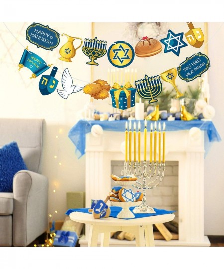 Happy Hanukkah Banner Hanukkah Chanukah Decorations Hanukkah Garland Door Sign Backdrop Blue Welcome Sign Photo Booth Props J...