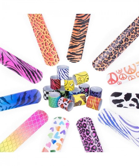 Slap Bracelets - Party Supplies Slap Bracelet 36 Pcs with Diverse Pattern Animals Heart Print Design Retro Slap Wrist Bands f...