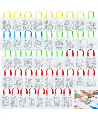 44 Packs Reusable Party Goodie Bags Coloring Party Favor Tote Bags Reusable Coloring Paint Non Woven Bags for Kids Cartoon Ar...