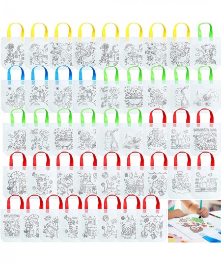 44 Packs Reusable Party Goodie Bags Coloring Party Favor Tote Bags Reusable Coloring Paint Non Woven Bags for Kids Cartoon Ar...