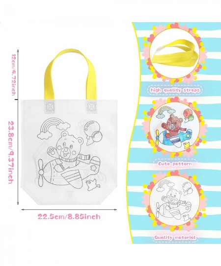 44 Packs Reusable Party Goodie Bags Coloring Party Favor Tote Bags Reusable Coloring Paint Non Woven Bags for Kids Cartoon Ar...