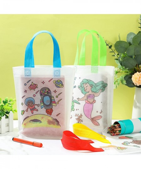 44 Packs Reusable Party Goodie Bags Coloring Party Favor Tote Bags Reusable Coloring Paint Non Woven Bags for Kids Cartoon Ar...