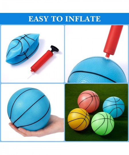 10 Pieces 6.3 Inch Glow in The Dark Mini Basketballs with Pump Midnight Colorful Toy Basketball PVC Mini Basketball Toy Glowi...