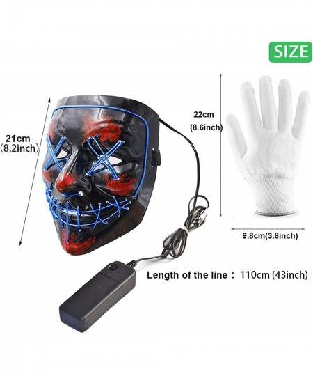 Halloween Scary Mask with Gloves Kit Costume Mask EL Wire Light Up Mask for Halloween Costume Festival Cosplay $16.11 - Kids'...