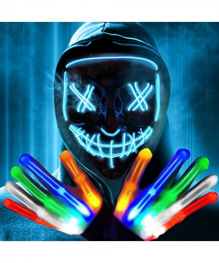 Halloween Scary Mask with Gloves Kit Costume Mask EL Wire Light Up Mask for Halloween Costume Festival Cosplay $16.11 - Kids'...