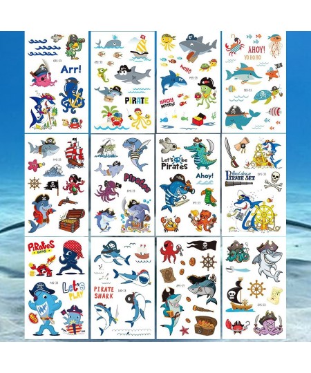 Shark Pirate Temporary Tattoos for Boys - 12 Sheets Ocean Shark Birthday Party Favors Decorations Supplies for Boys Kids $14....