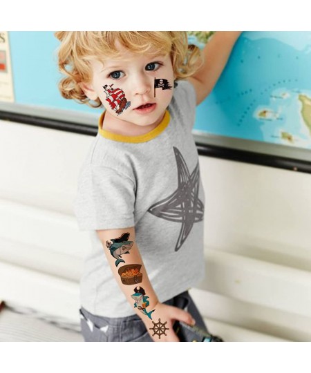 Shark Pirate Temporary Tattoos for Boys - 12 Sheets Ocean Shark Birthday Party Favors Decorations Supplies for Boys Kids $14....