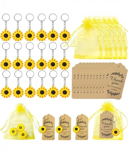 72 PCS Sunflower Party Favors Set Include Sunflower Keychains Organza Bags Thank You Kraft Tags for Party Supplies School Rew...