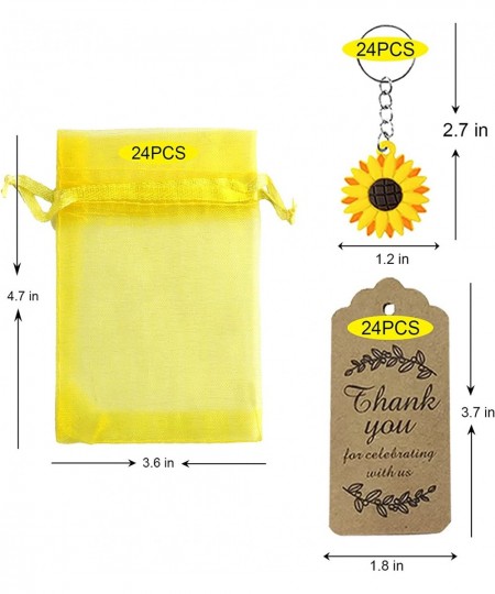 72 PCS Sunflower Party Favors Set Include Sunflower Keychains Organza Bags Thank You Kraft Tags for Party Supplies School Rew...