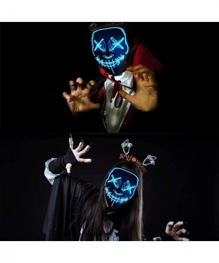 Halloween Scary Mask with Gloves Kit Costume Mask EL Wire Light Up Mask for Halloween Costume Festival Cosplay $16.11 - Kids'...