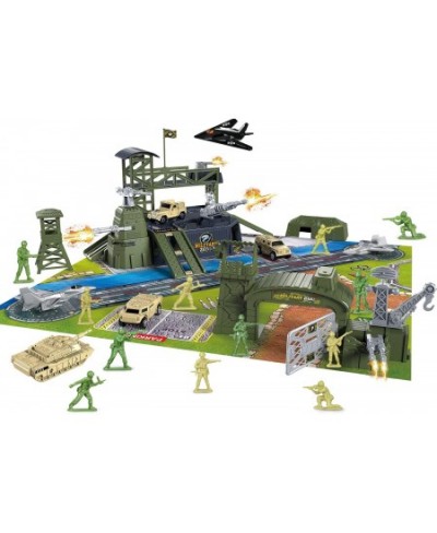 46 Pieces Military Base Set Army Men Playset with Vehicles Accessories and Play Map Plastic Christmas Toys Gifts for 3 4 5 6 ...