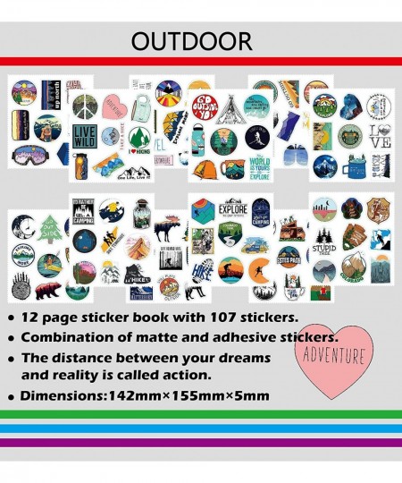 Water Bottle Stickers for Kids 107Pcs Outdoor Sticker Pack/ Waterproof Vinyl Aesthetic Vsco Stickers for Hydro Flask Laptop S...