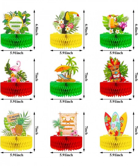 9 Pcs Hawaiian Luau Themed Party Decorations Honeycomb Centerpieces for Tables Summer Tropical Table Centerpiece Flamingo Tab...