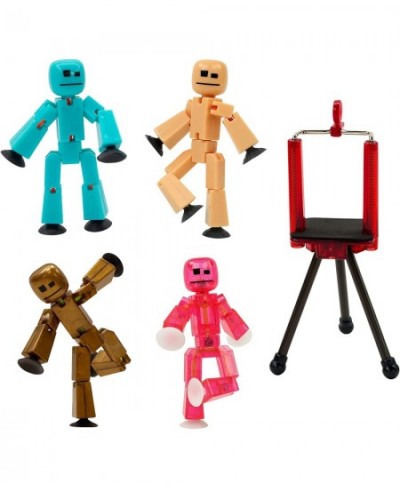 Stikbot 4 Pack with Tripod Set of 4 Stikbot Collectable Action Figures and Mobile Phone Tripod Create Stop Motion Animation (...