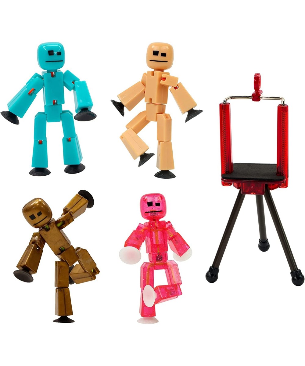 Stikbot 4 Pack with Tripod Set of 4 Stikbot Collectable Action Figures and Mobile Phone Tripod Create Stop Motion Animation (...