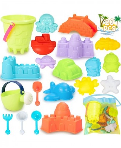 Beach Sand Toys for Kids 21Pcs Sand Castle Toys Molds Buckets Animal Vehicle Molds Shovel Watering Can Beach Toys with Mesh B...