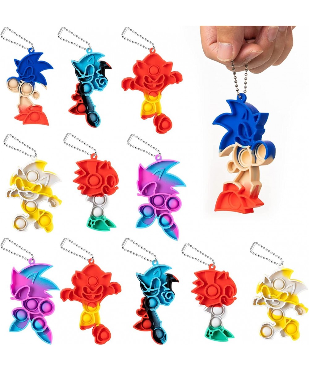 Sonic Pop Fidget Toy Keychain 12pcs Mini Silicone Stress Reliever Size 3" 6" Perfect for Kid Adults Friend Puzzle Game Birthd...