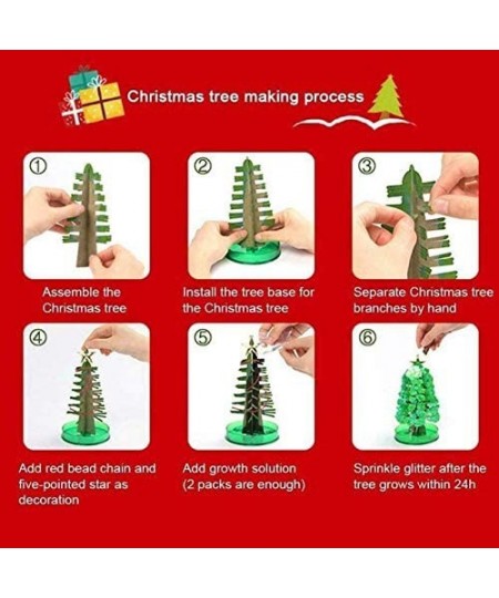 2 PCS Magic Growing Crystal Christmas Tree Kids DIY Felt Magic Growing Xmas Ornaments/Wall Hanging Gifts for Kids Funny Educa...