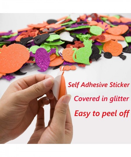 500 pcs Halloween Foam Stickers Glitter Foam Stickers Self Adhesive Pumpkin Shape Stickers for Kid's Halloween Party Crafts $...