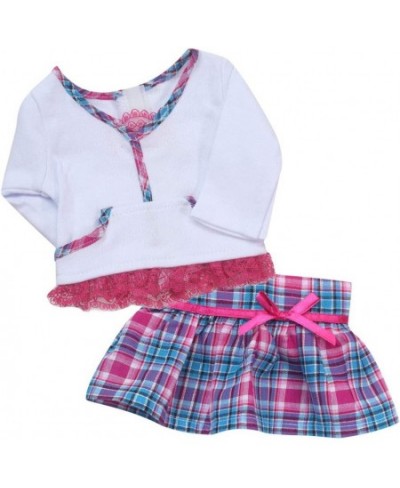 Hot Pink & Teal Skirt & White Lace Trim Top Fits 18 Inch Dolls $26.76 - Dolls