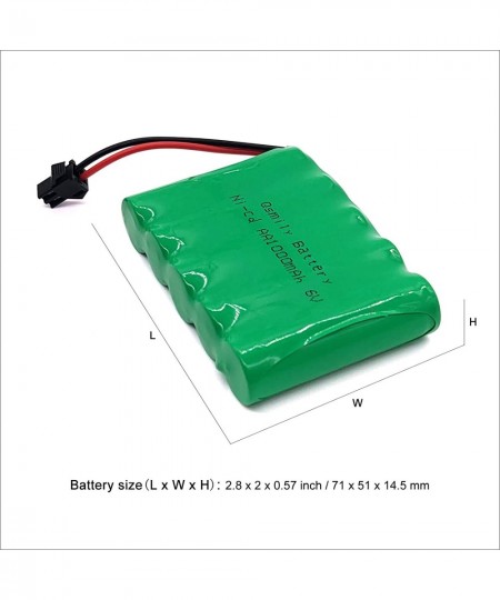 Qsmily® 6V RC Battery SM Connector 1000mAh Rechargeable Ni-Cd Battery Pack with Charge Cable Suitable for RC Monster Truck 4W...