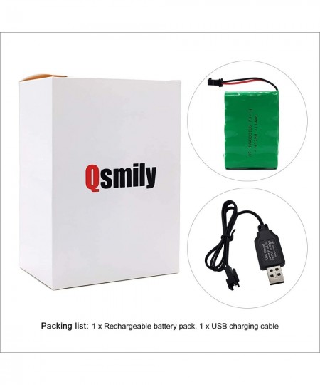 Qsmily® 6V RC Battery SM Connector 1000mAh Rechargeable Ni-Cd Battery Pack with Charge Cable Suitable for RC Monster Truck 4W...