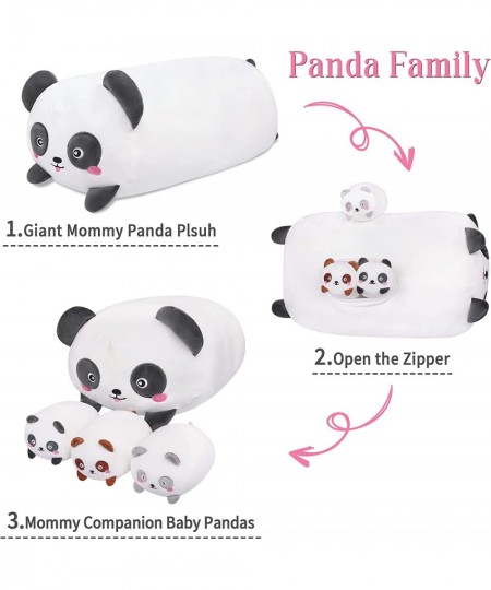 Mommy with Babies Panda Plush Pillow 19.6" Hugging Weighted Plush Cute Stuffed Plush Doll Super Soft Kawaii Panda Family Plus...