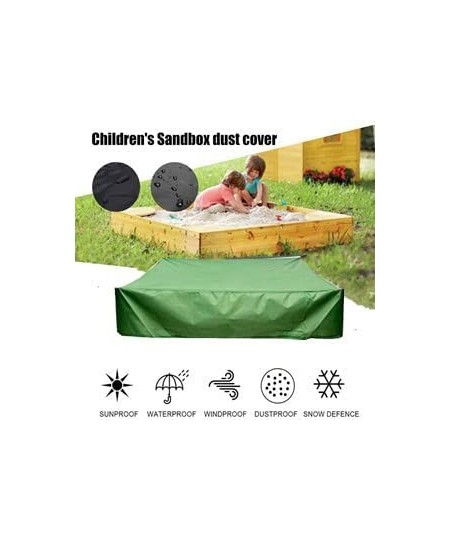 Sandbox Cover Square 78.7" Dustproof 600D Oxford Protective Cover Beach Green Sandbox Canopy Waterproof Sandpit Pool Cover w/...