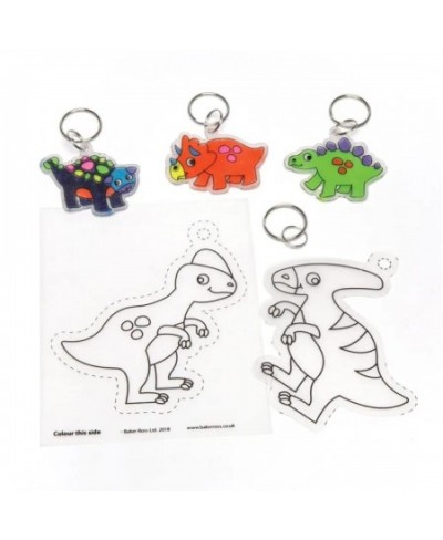 Dinosaur Super Shrink Keyrings - Pack of 8 Make Your Own Key Rings for Kids to Color in Make and Display (AW566) Assorted $16...