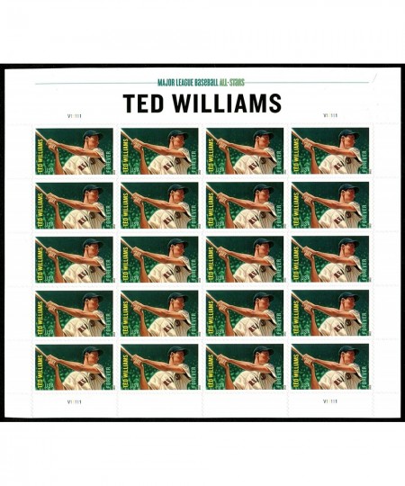 Ted Williams Sheet of 20 U.S. Forever Postage Stamps Scott 4694 $41.11 - Collectibles Display & Storage