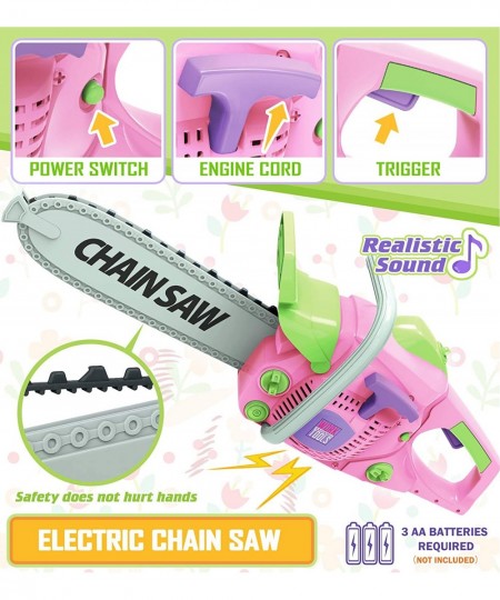 Kids Tool Set with Electric Toy Drill Chainsaw Jigsaw Toy Tools for Girl Realistic Kids Power Construction Pretend Play Tools...