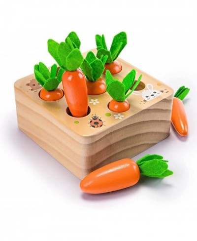 Wooden Toys for 1 2 3 Years Old Boys and Girls Montessori Size Sorting & Counting Puzzle Game Carrots Harvest Developmental G...