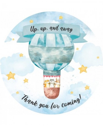 Up and Away Boy Baby Shower Favors Labels| 48pcs Waterproof Elegant Watercolor Sticker in 2" | Baby Shower Invitation Sticker...