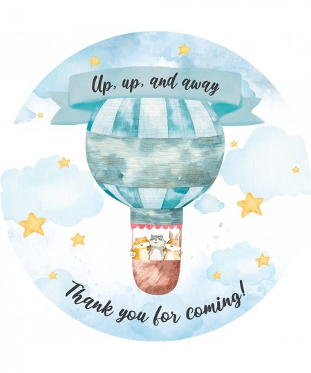 Up and Away Boy Baby Shower Favors Labels| 48pcs Waterproof Elegant Watercolor Sticker in 2" | Baby Shower Invitation Sticker...