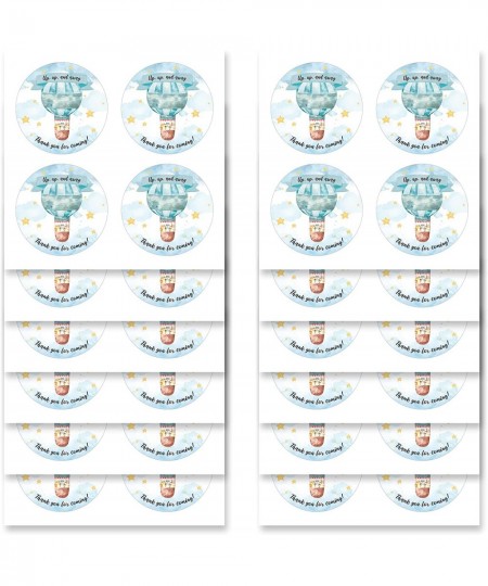 Up and Away Boy Baby Shower Favors Labels| 48pcs Waterproof Elegant Watercolor Sticker in 2" | Baby Shower Invitation Sticker...