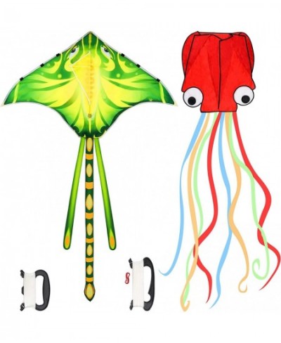 Octopus Devil Fish Kites for Kids Adults - 2 Pack- Large Beach Kites for Kids Ages 4-8 Easy to Fly with 162inches Long Colorf...