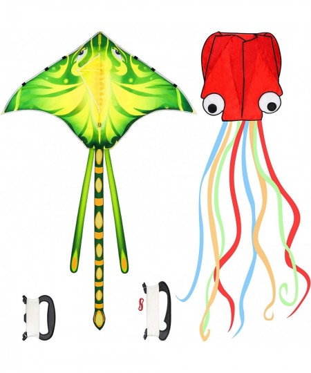 Octopus Devil Fish Kites for Kids Adults - 2 Pack- Large Beach Kites for Kids Ages 4-8 Easy to Fly with 162inches Long Colorf...