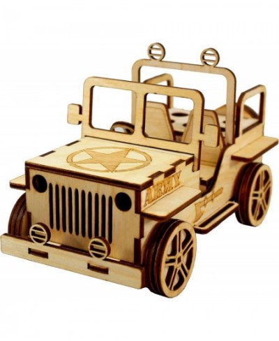 Wooden 3D Puzzle Military Jeep - Desk Organizer Pen Stand Card Holder - Easy to Assemble $31.82 - 3-D Puzzles