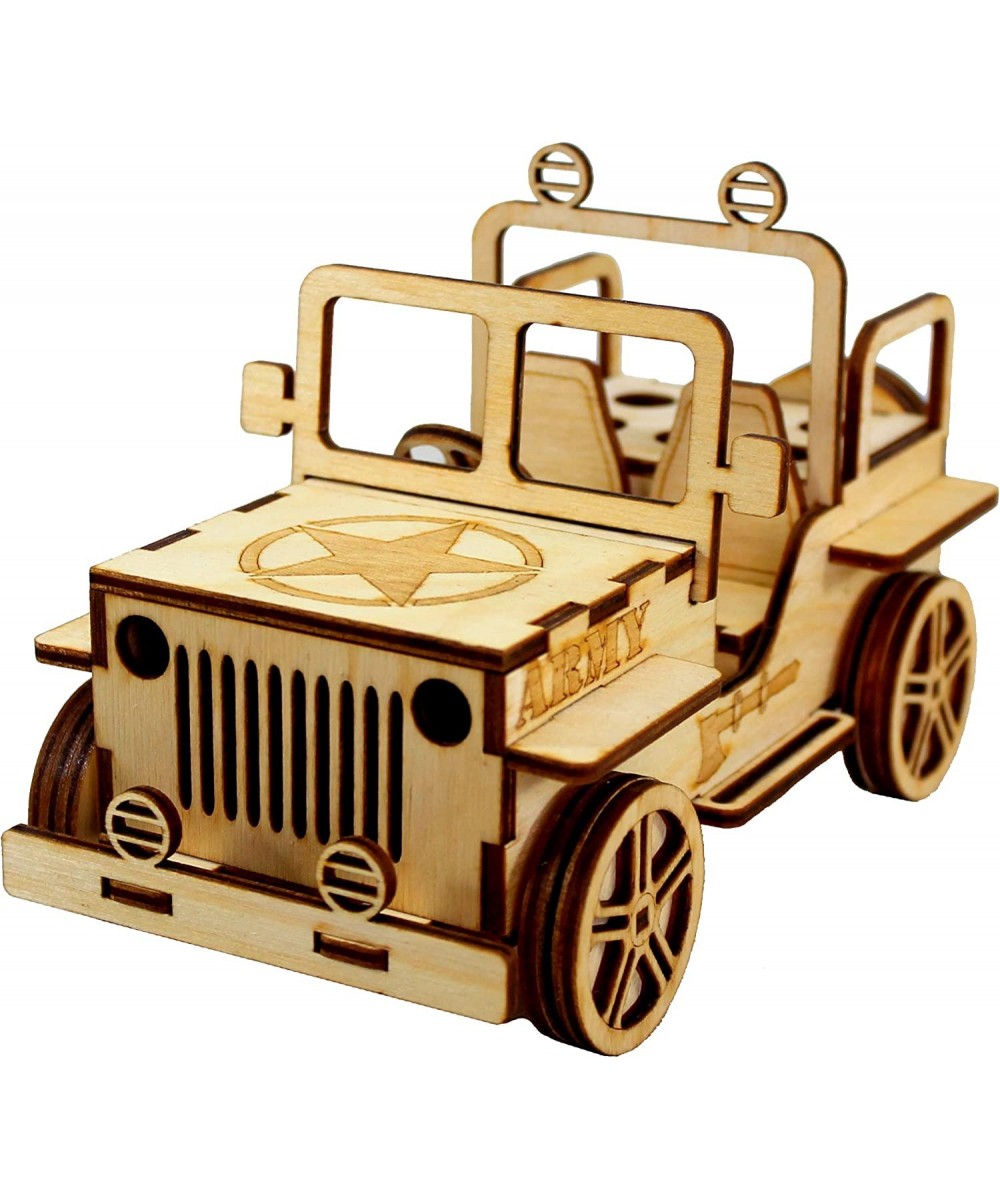 Wooden 3D Puzzle Military Jeep - Desk Organizer Pen Stand Card Holder - Easy to Assemble $31.82 - 3-D Puzzles