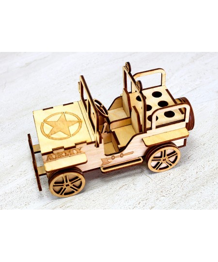 Wooden 3D Puzzle Military Jeep - Desk Organizer Pen Stand Card Holder - Easy to Assemble $31.82 - 3-D Puzzles