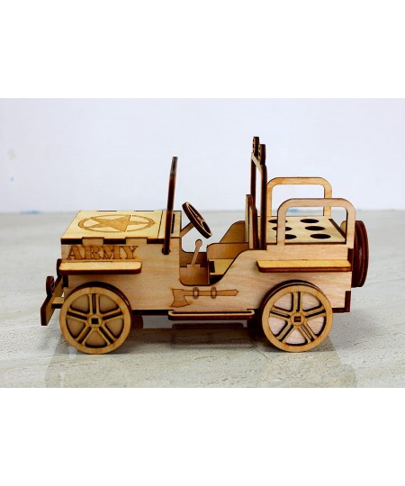 Wooden 3D Puzzle Military Jeep - Desk Organizer Pen Stand Card Holder - Easy to Assemble $31.82 - 3-D Puzzles