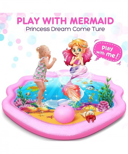 Splash Pad Sprinkler for Kids丨70'' Large Splash Play Mat Outdoor Water Toys丨Mermaid Design Children’s Sprinkler Pool Kiddie B...