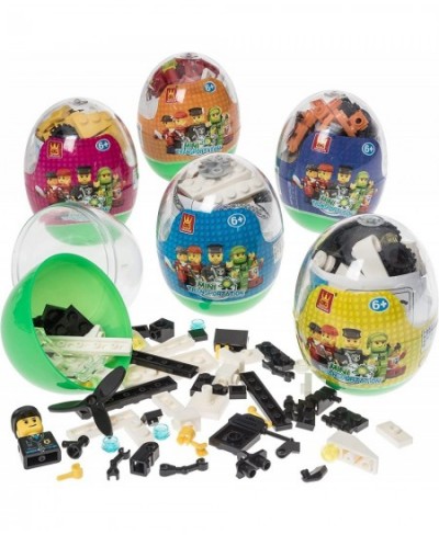 Easter eggs filled with Building Brick blocks toys. 6 eggs each have different shape bricks and instructions to build an Airp...