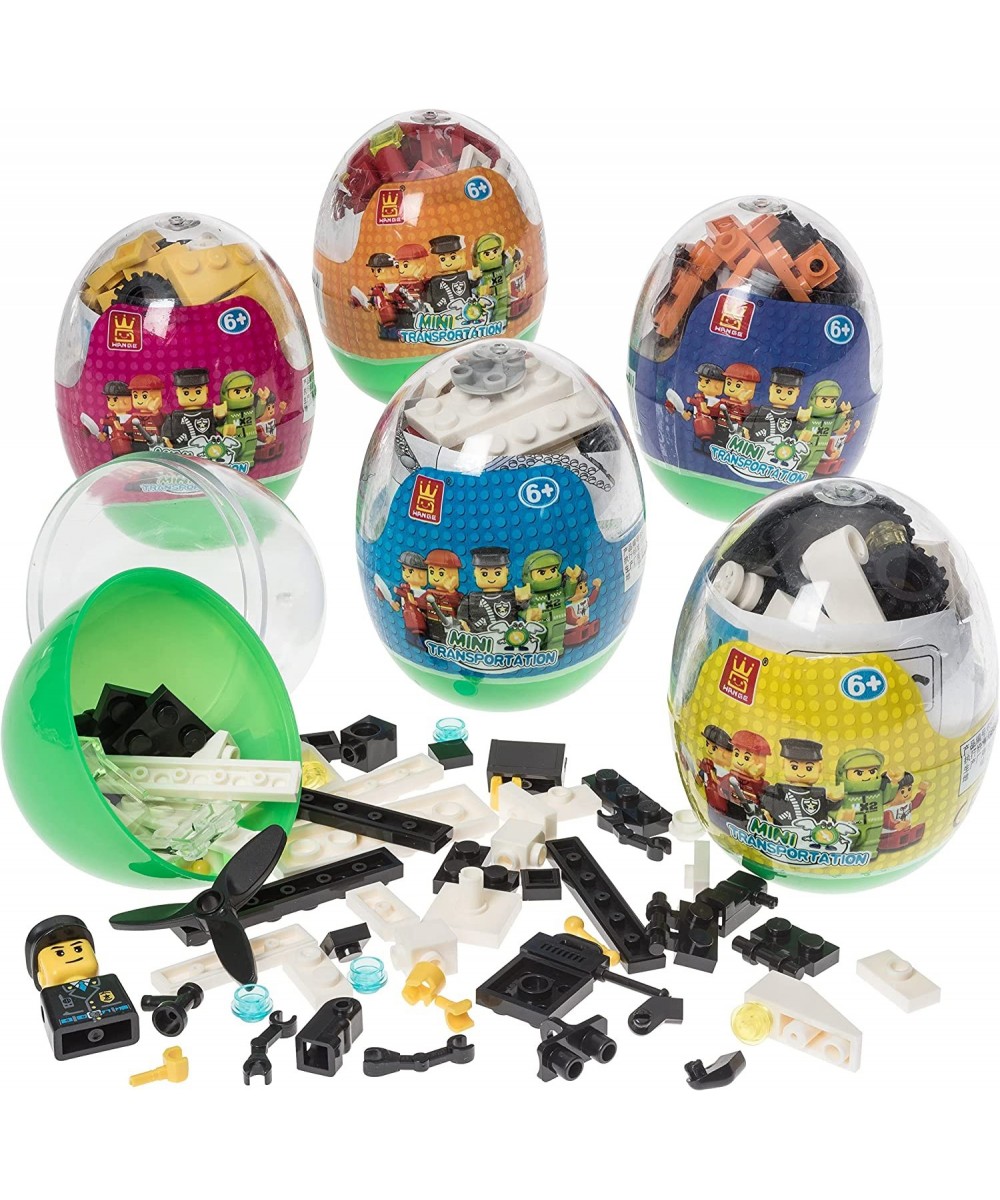 Easter eggs filled with Building Brick blocks toys. 6 eggs each have different shape bricks and instructions to build an Airp...