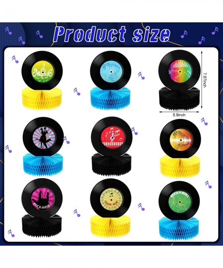 9 Pieces Record Honeycomb Centerpieces 90s 70s 50s Themed Music Party Decorations 3D Record Retro Table Decor Rock and Roll V...